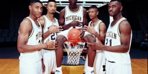 The Fab Five helped the University of Michigan win NCAA championships in 1992 and 1993. From left in 1991, Jimmy King, Juwan Howard, Chris Webber, Jalen Rose and Ray Jackson.