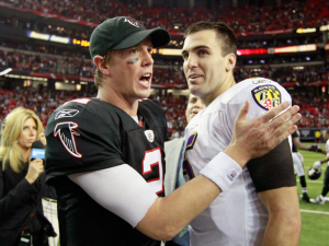 Quarterbacks Matt Ryan (left) and Joe Flacco (right) both apart of teams with several offseason moves.