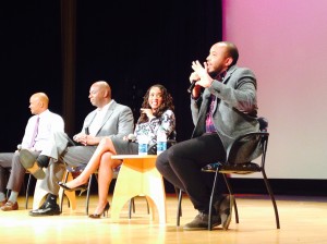 Justin Simien discusses "Dear White People" after a screening at the Smithsonian Museum in Washington. 