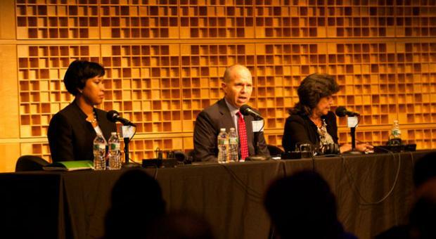 D.C. mayoral candidates at WAMU debate, from left: Muriel Bowser, David Catania and Carol Schwartz.